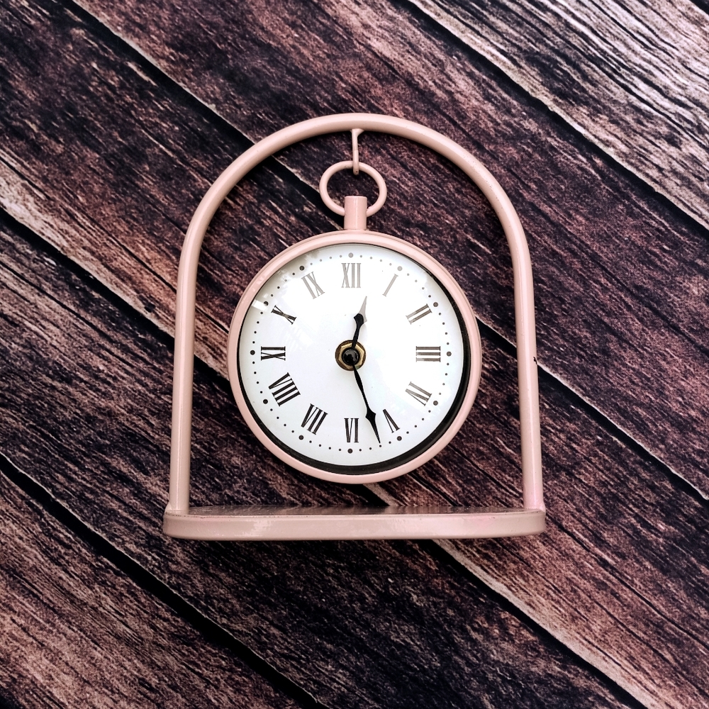 Antique Style Round Hanging Pink Clock Home Decor